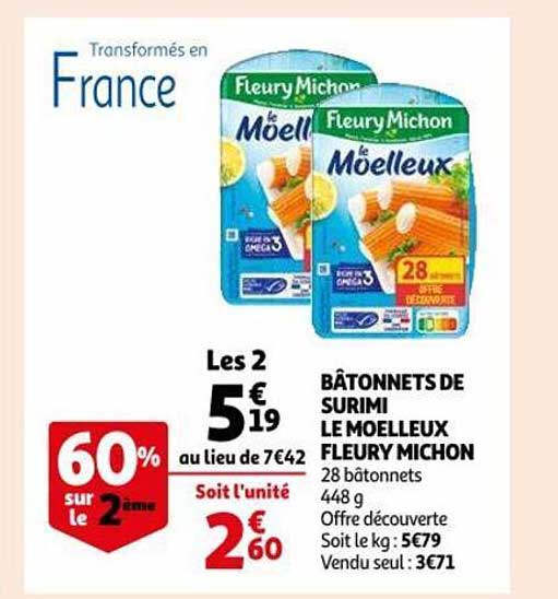 Bâtonnets De Surimi Le Moelleux Fleury Michon