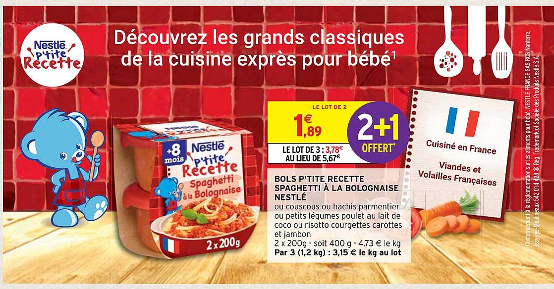 bols p'tite recette spaghetti à la bolognaise nestlé