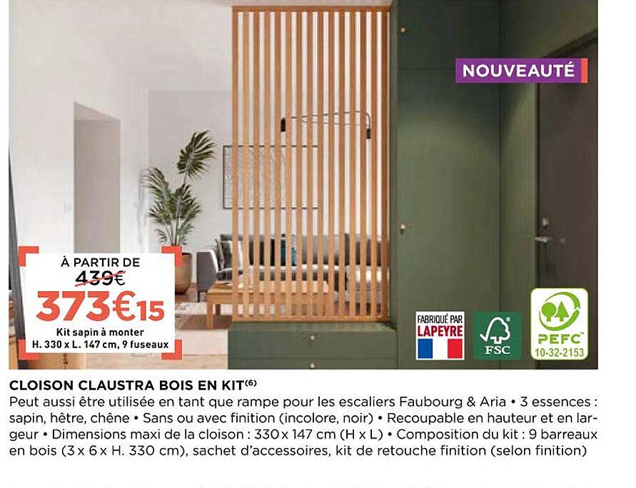 Cloison Claustra Bois En Kit
