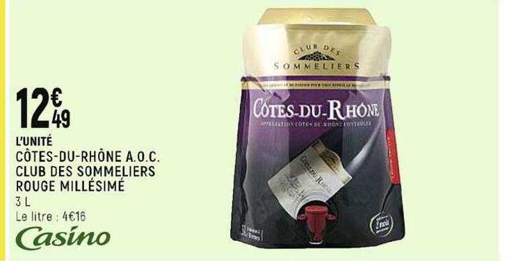 côtes-du-rhône a.o.c. club des sommeliers rouge millésimé