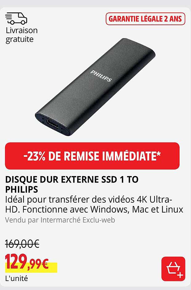 disque dur externe ssd 1to philips