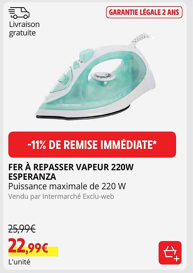 fer à repasser vapeur 220w esperanza