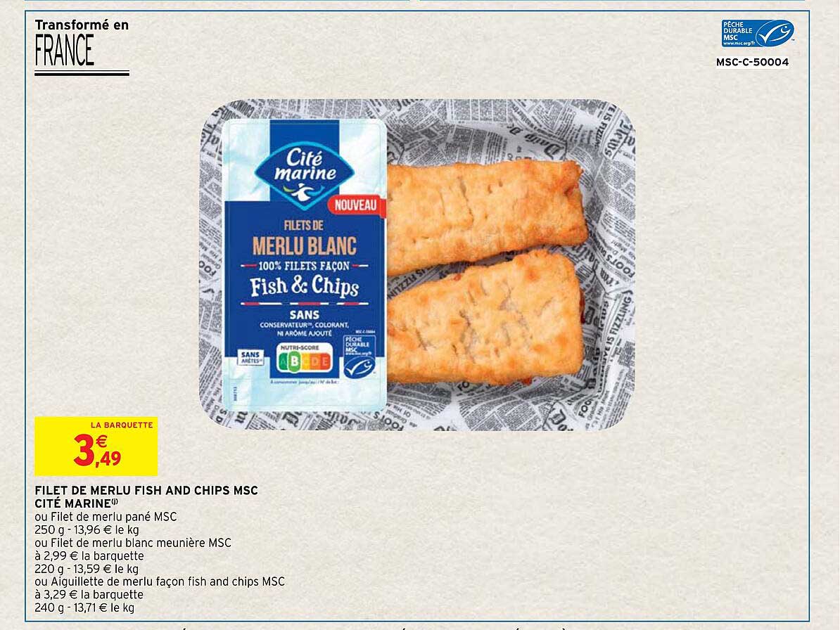 filet de merlu fish and chips msc cité marine