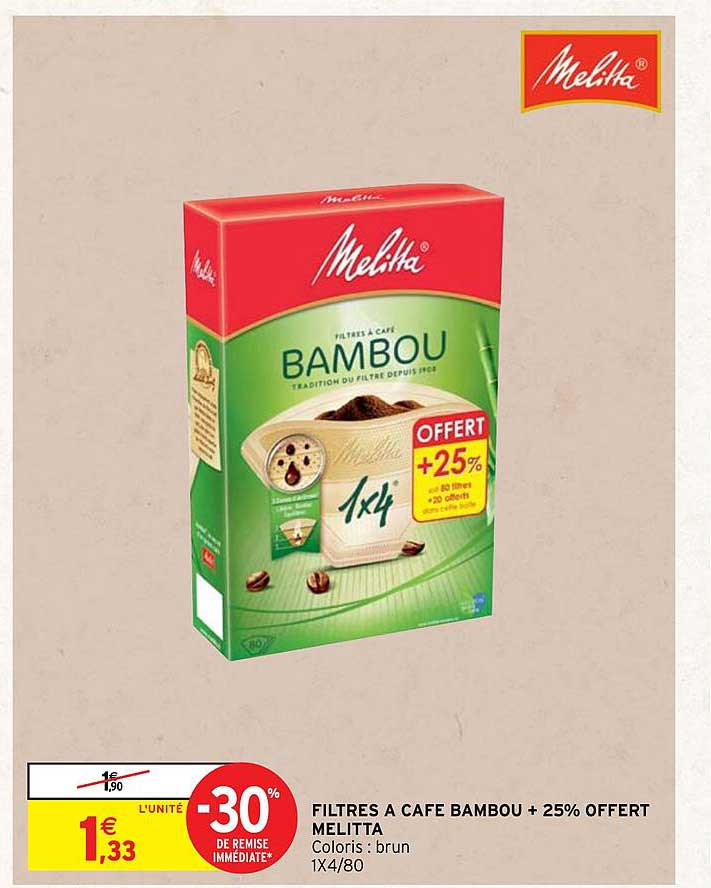 Filtres à Café Bambou + 25% Offert Melitta