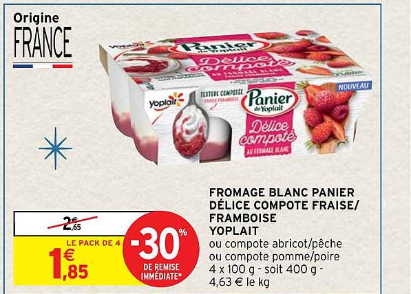 Fromage Blanc Panier Délice Compote Fraise Ou Framboise Yoplait