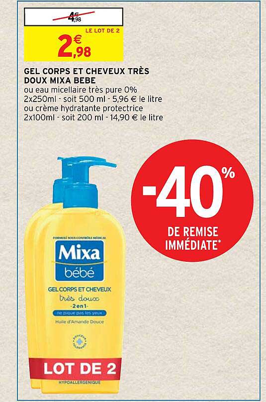gel corps et cheveux très doux mixa bébé