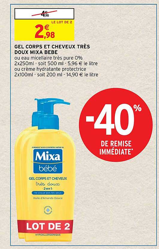 Gel Corps Et Cheveux Très Doux Mixa Bébé