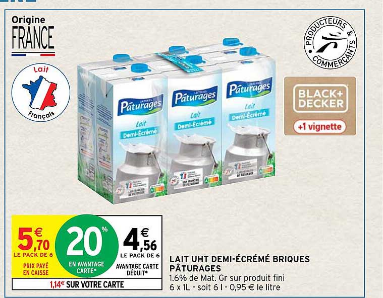 lait uht demi-écrémé briques pâturages