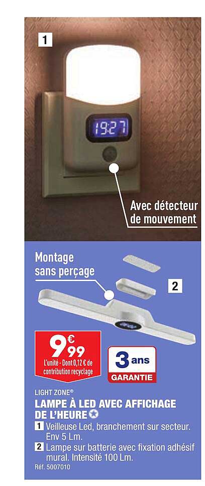 lampe à led avec affichage de l'heure light zone
