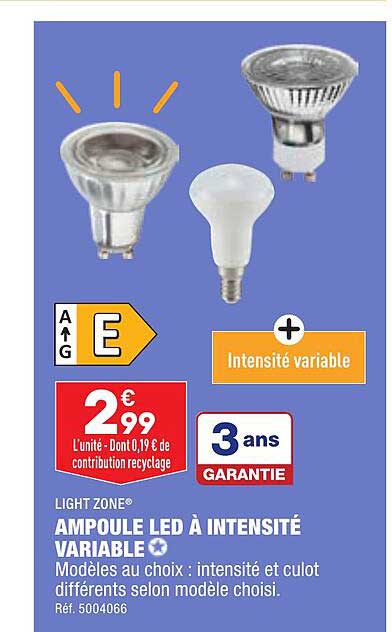 light zone ampoule led à intensité variable
