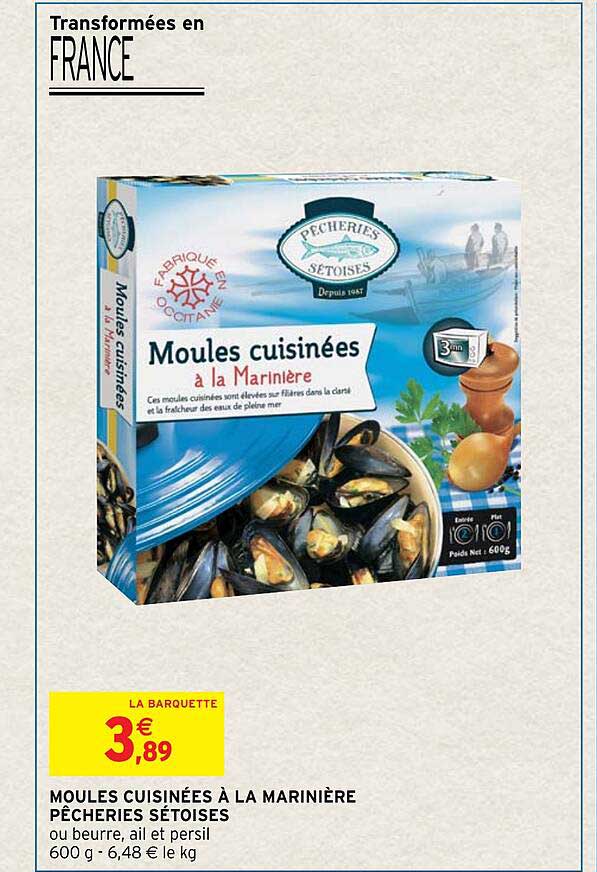 moules cuisinées à la marinière pêcheries sêtoises