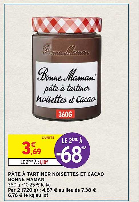 pâte à tartiner noisettes et cacao bonne maman