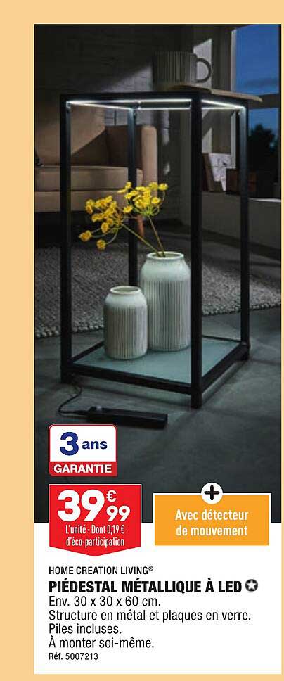piédestal métallique à led home creation living