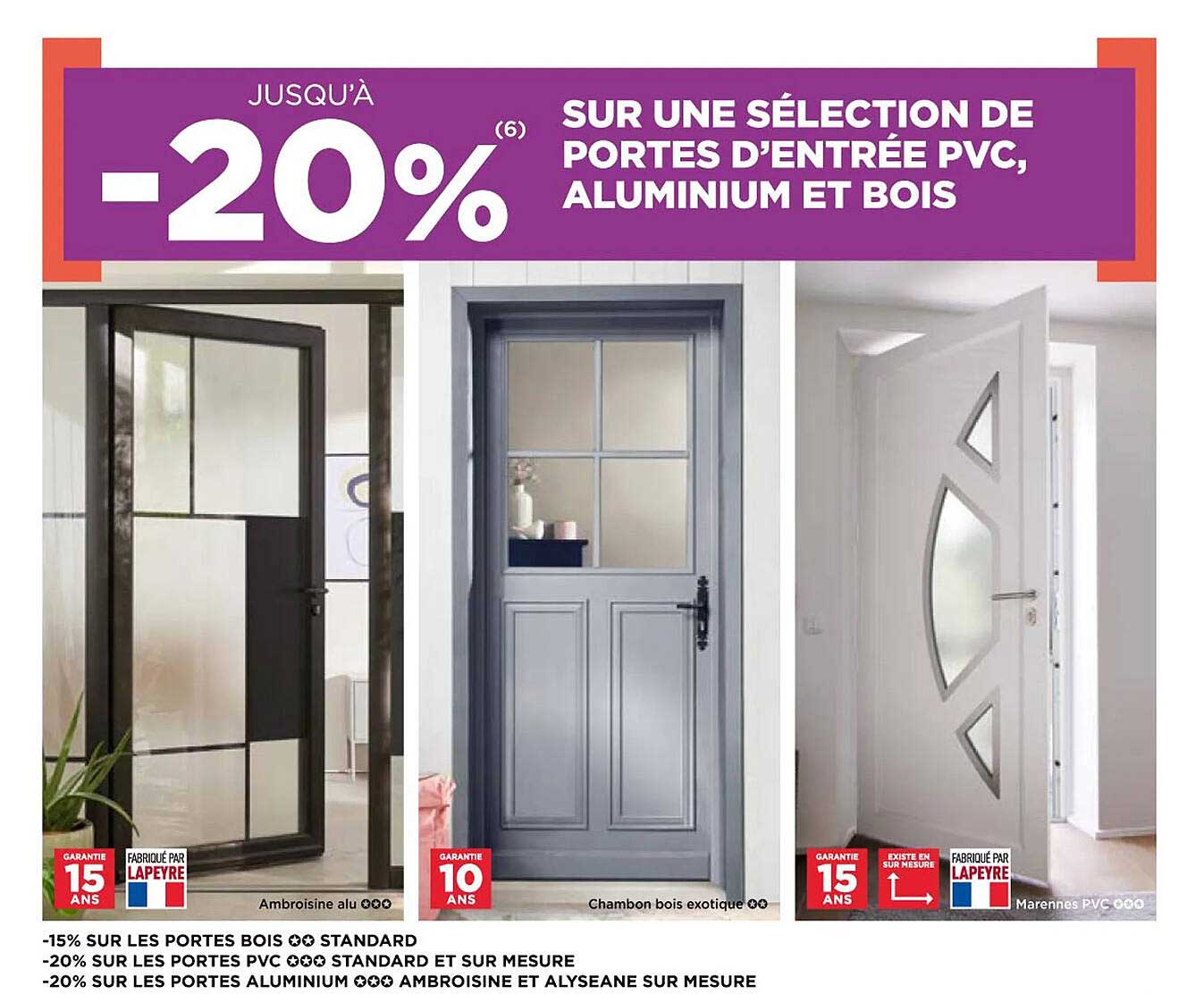 portes d'entrée pvc, aluminium et bois