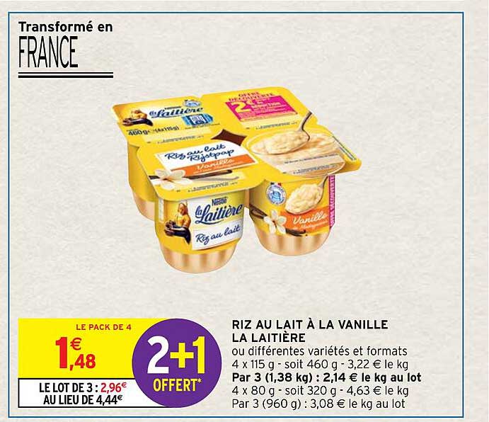 Riz Au Lait à La Vanille La Laitière