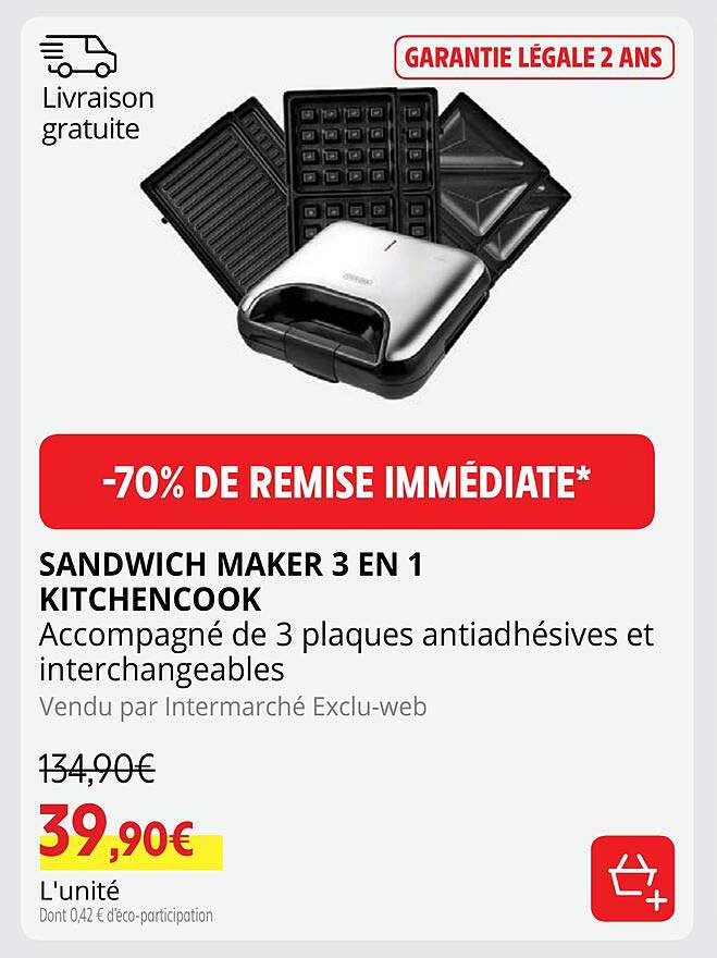 sandwich maker 3en1 kitchencook