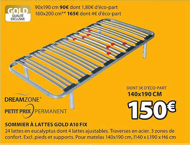 Sommier à Lattes Gold A10 Fix Dreamzone