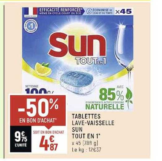tablettes lave-vaisselle sun tout en 1