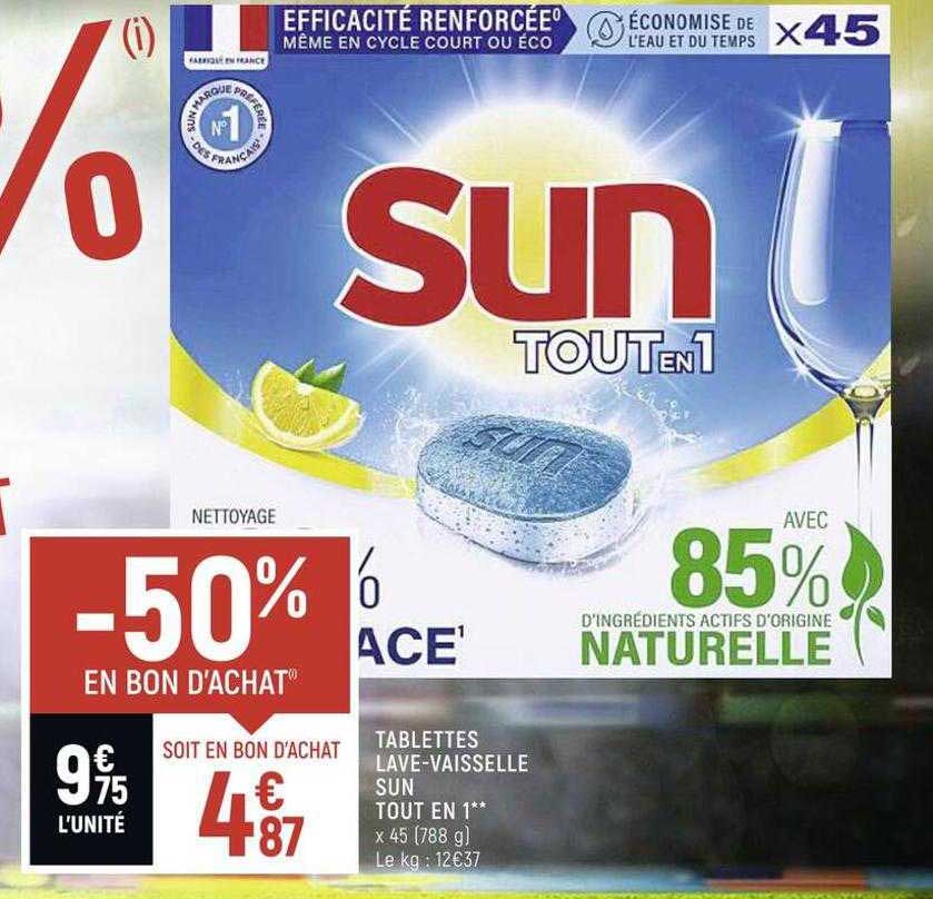 tablettes lave-vaisselle sun tout en 1