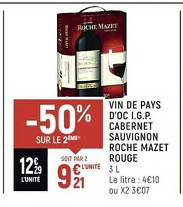 vin de pays d'oc i.g.p. cabernet sauvignon roche mazet rouge