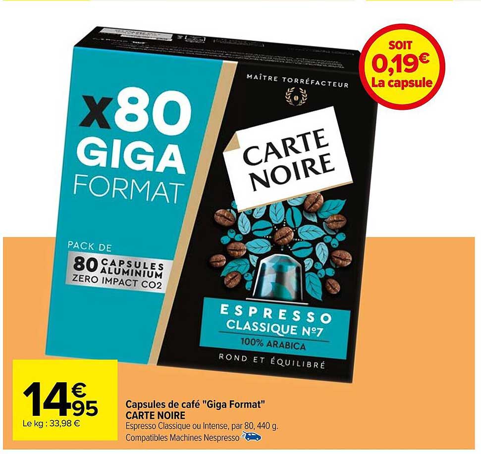 capsules de café "giga format" carte noire