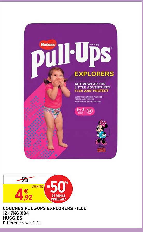 couches pull-ups explorers fille 12-17 kg x 34 huggies