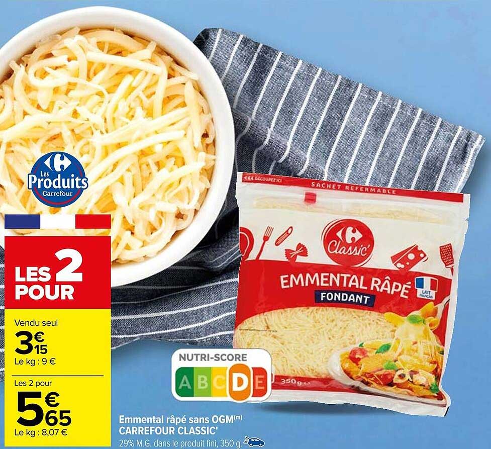 emmental râpé sans ogm carrefour classic'