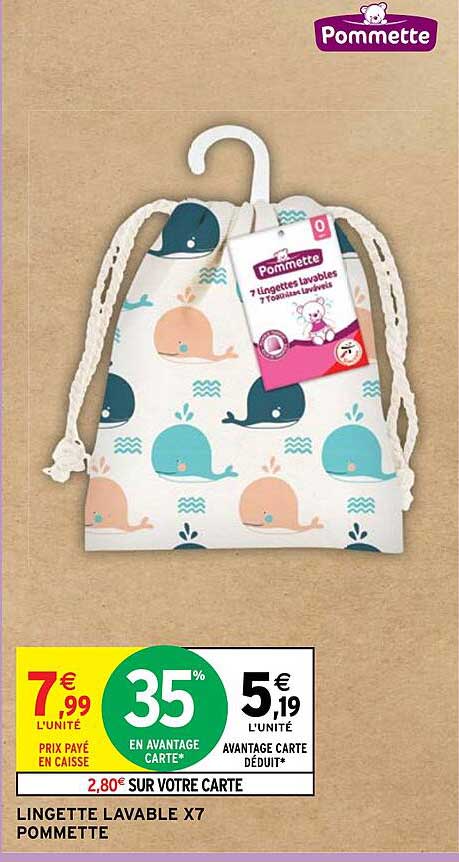 lingette lavable x 7 pommette