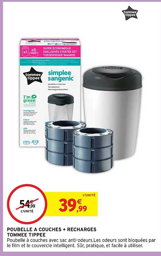 Poubelle à Couches + Recharges Tommee Tippee