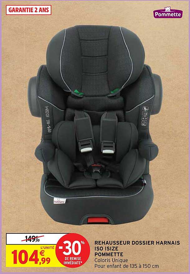 rehausseur dossier harnais iso isize pommette