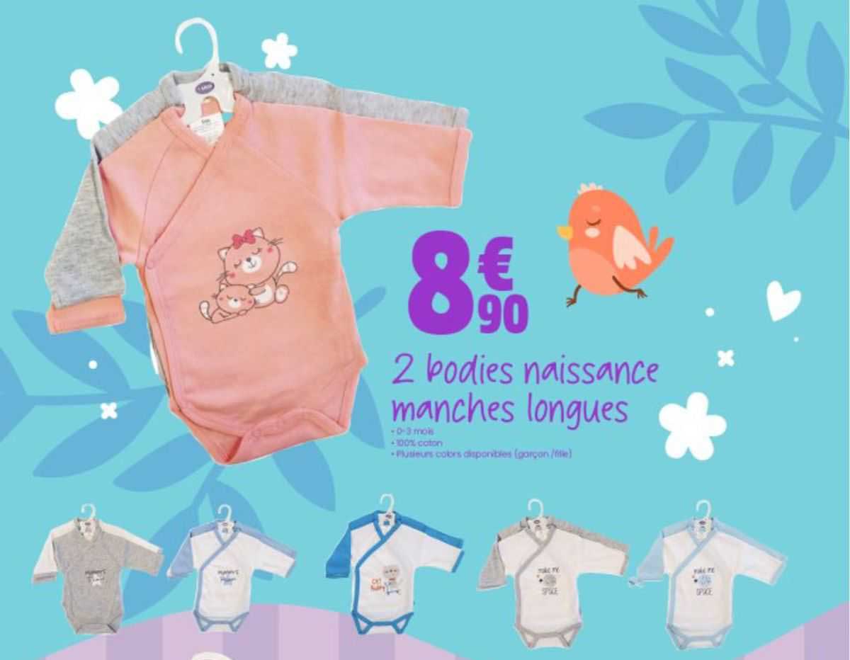 2 bodies naissance manches longues