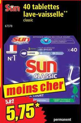 40 tablettes lave-vaisselle classic sun