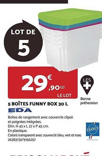 5 boîtes funny box 30 l eda