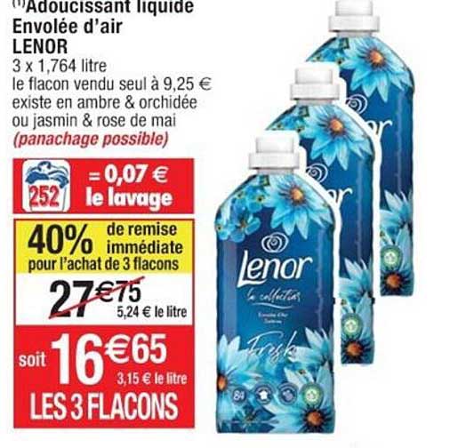 adoucissant liquide envolée d'air lenor