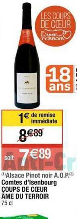 alsace pinot noir a.o.p. comes d'isenbourg coups de cœur âme du terroir