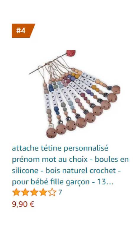 attache tétine personnalisé prénom mot au choix - boules en silicone - bois naturel crochet - pour bébé fille garçon