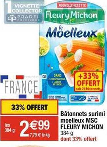 bâtonnets surimi moelleux msc fleury michon