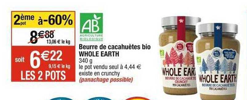 beurre de cacahuètes bio whole earth