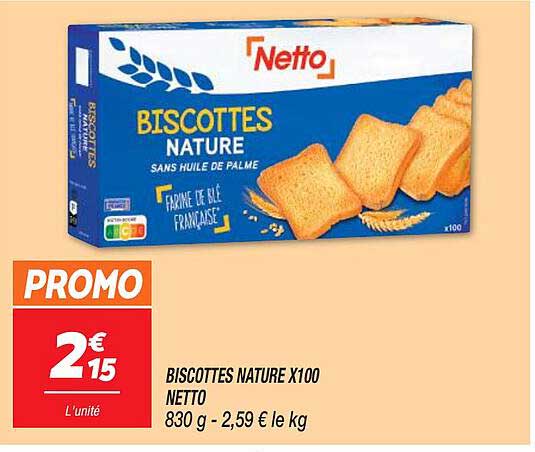 biscottes nature x100 netto