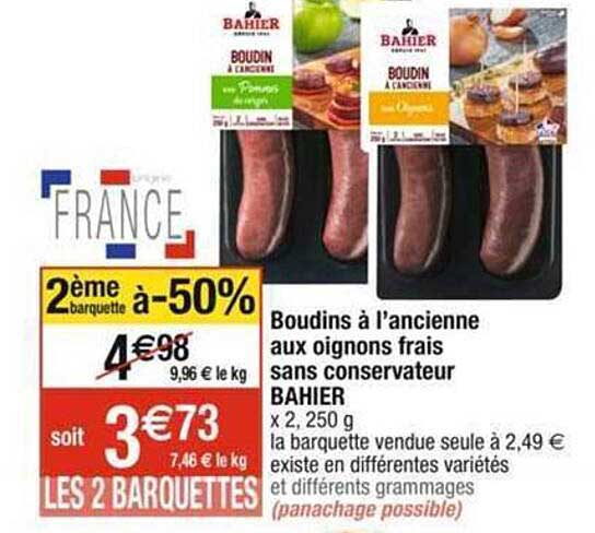 boudins à l'ancienne aux oignons frais sans conservateur bahier