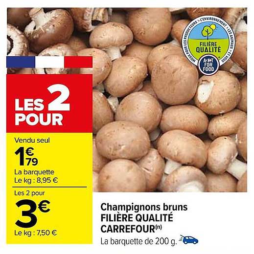 champignons bruns filière qualité carrefour
