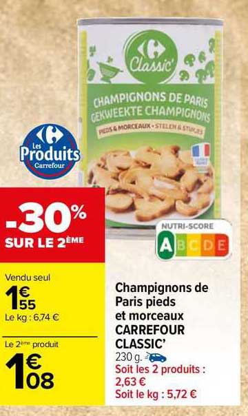 Champignons De Paris Pieds Et Morceaux Carrefour Classic'