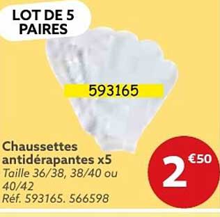 chaussettes antidérapantes x5