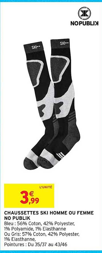 chaussettes ski homme ou femme nopublik