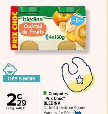 compotes "prix choc" blédina