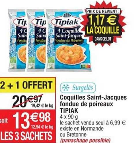 coquilles saint-jacques fondue de poireaux tipiak