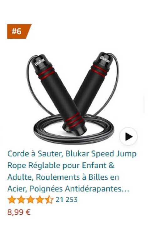 corde à sauter, blukar speed jump rope réglable pour enfant & adulte, roulements à billes en acier, poignées antidérapantes