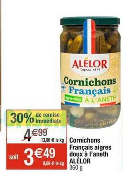 cornichons français aigres doux à l'aneth alélor