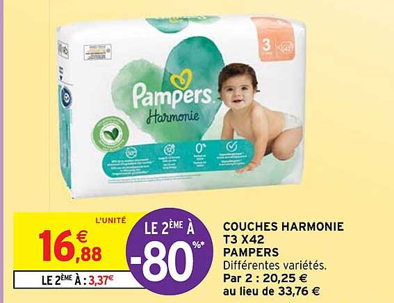Couches Harmonie T3 X 42 Pampers