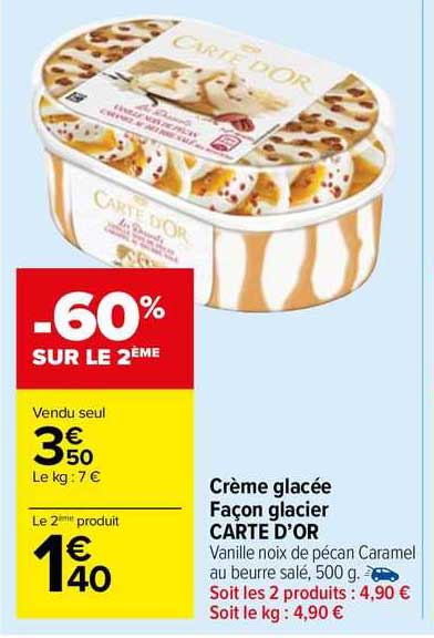crème glacée façon glacier carte d'or